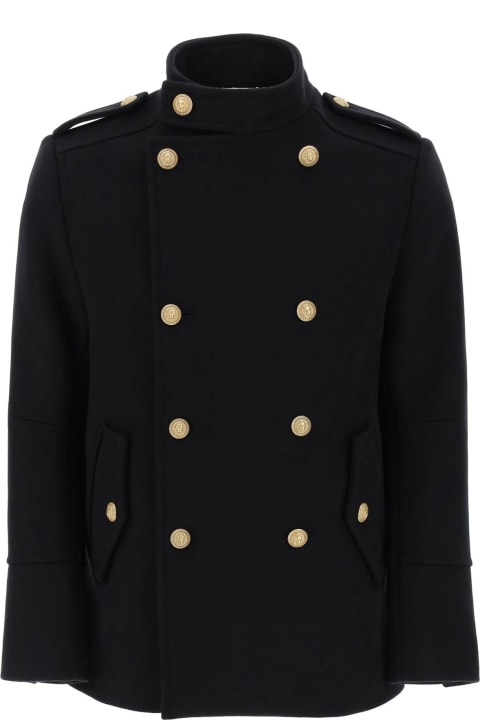 Balmain Clothing for Men Balmain Double-breasted Peacoat With Embossed Buttons
