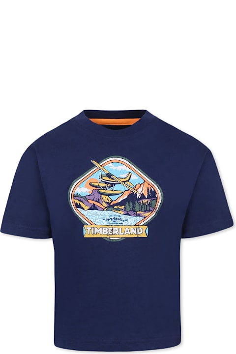 Timberland Topwear for Boys Timberland Blue T-shirt For By With Print