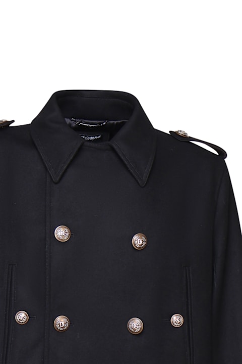 Dolce & Gabbana Clothing for Men Dolce & Gabbana Long Military Coat In Heavy Woolen Cloth