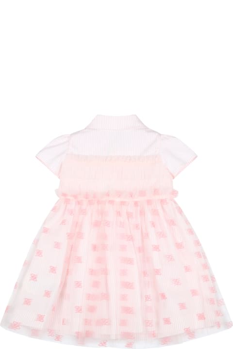 Pink Dress For Baby Girl With Embroidered Ff