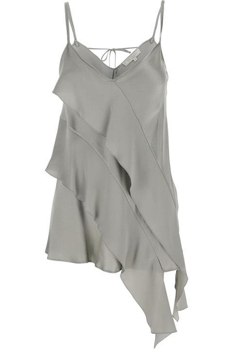 Homeware Antonelli 
danimarca
 Gray Top With Adjustable Spaghetti Straps And Front Asymmetric Ruffle In Satin Woman