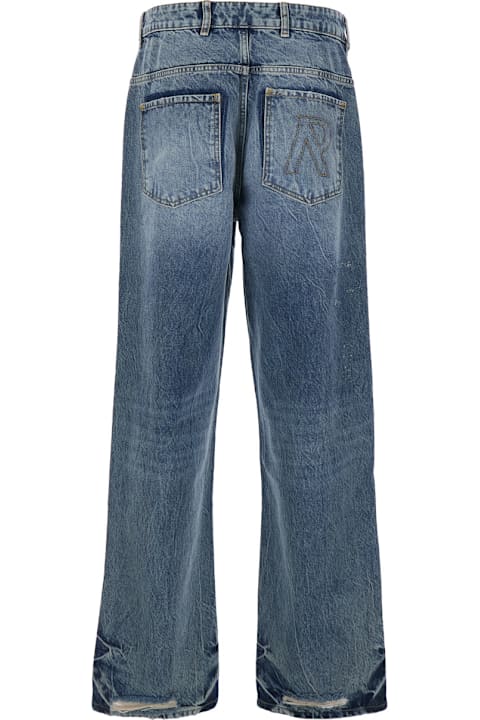 REPRESENT for Men REPRESENT 'r3' Blue Jeans With Ripped Details On The Front And Logo Embroidery On The Rear In Denim Man