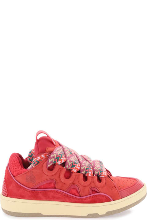 Sneakers for Women Lanvin Curb Sneakers In Fuxia Suede And Leather