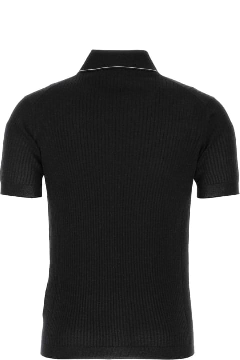 Prada Topwear for Men Prada Black Wool Blend Polo Shirt