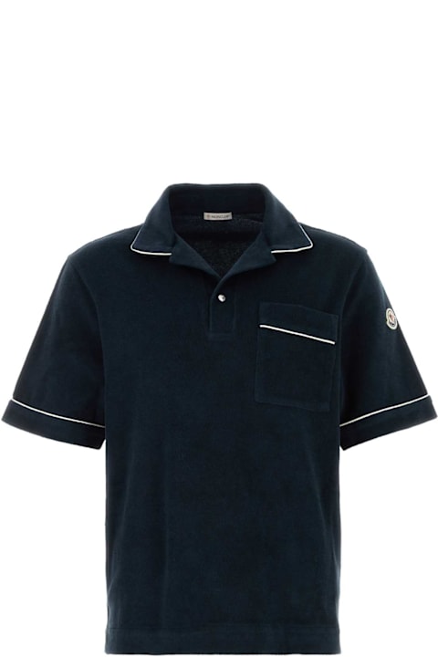 Moncler for Men Moncler Dark Blue Terry Fabric Polo Shirt
