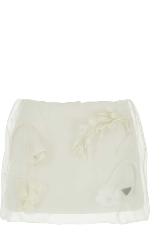 Sale for Women Prada White Satin And Organza Mini Skirt
