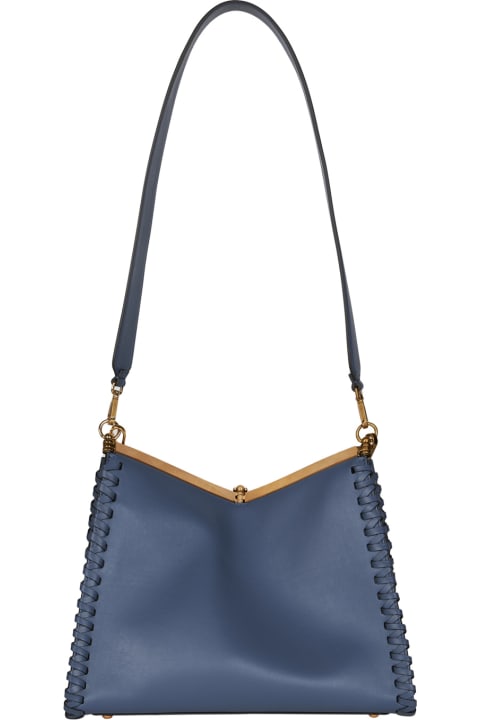 Etro Shoulder Bags for Women Etro Blue Large Vela Bag With Thread Work