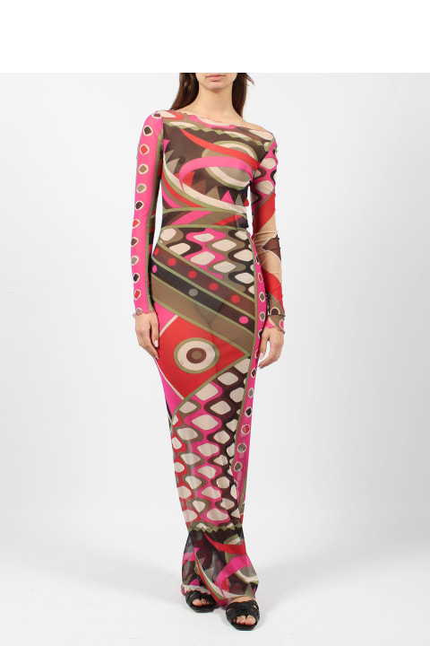Pucci for Women Pucci Vivara-print Long Mesh Dress