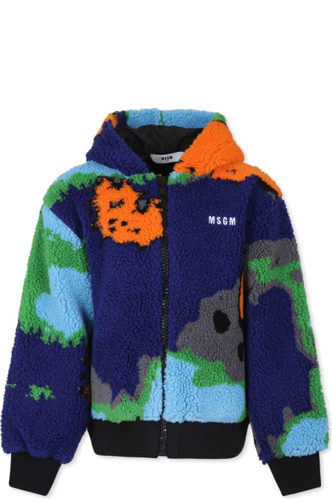 MSGM Coats & Jackets for Boys MSGM Blue Jacket For Boy With Logo