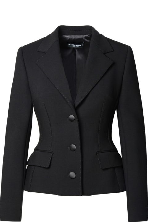 Coats & Jackets for Women Dolce & Gabbana Black Wool Blend Blazer