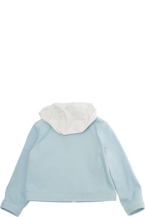 Homeware Moncler 
esme
 Light Blue Jacket With Hood And Logo Patch On The Sleeve In Tech Fabric Girl