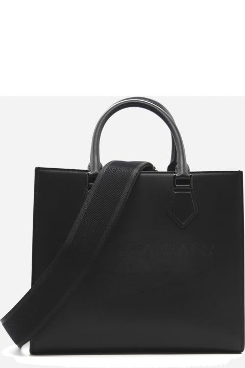 Edge Leather Bag With Tone-on-tone Logo Engraving