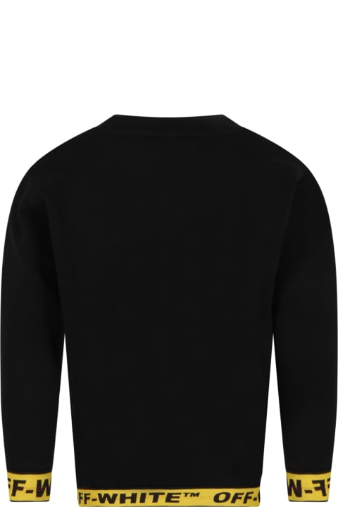 Black Sweatshirt For Kids With Black Logo