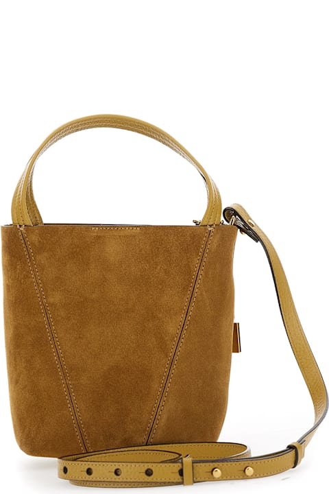 Chloé for Men Chloé 'spin' Beige Shoulder Bag With Adjustable And Removable Shoulder Strap And Logo Charm On The Front In Suede Woman