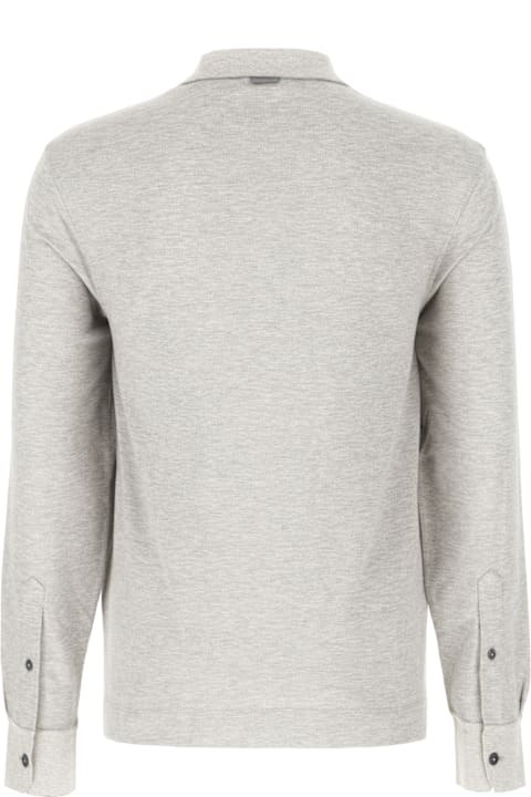 Zegna Topwear for Men Zegna Grey Cotton And Silk Polo Shirt