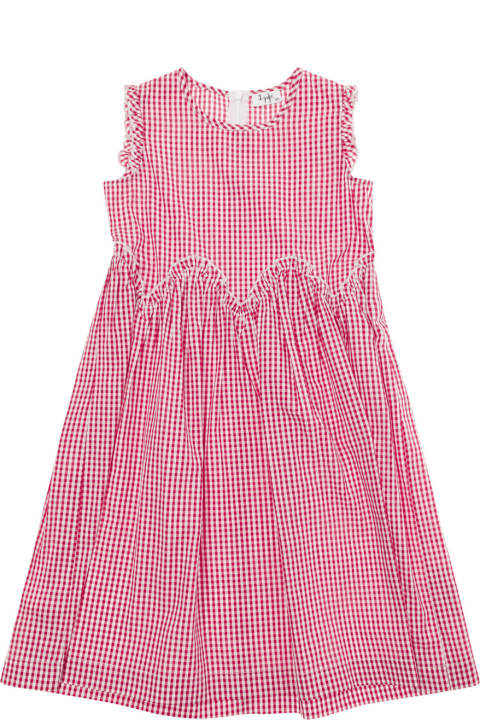 Dresses for Girls Il Gufo Red Sleeveless Check Print Dress In Cotton Girl