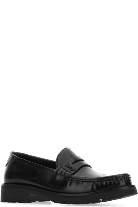 Shoes for Men Saint Laurent Black Leather Loafers