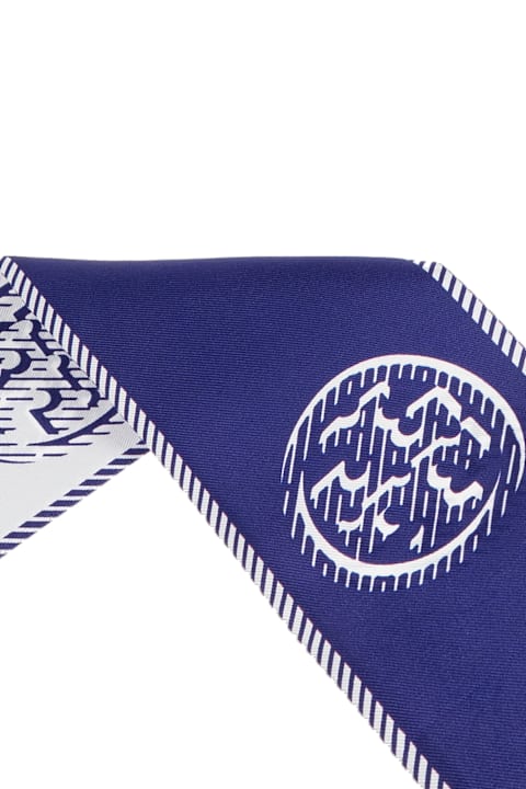 Ties for Women Tory Burch Medallion Logo Ribbon Silk Tie