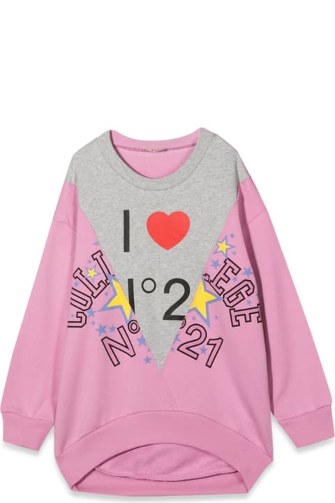 Fashion for Kids N.21 Crewneck Sweatshirt Logo And Heart