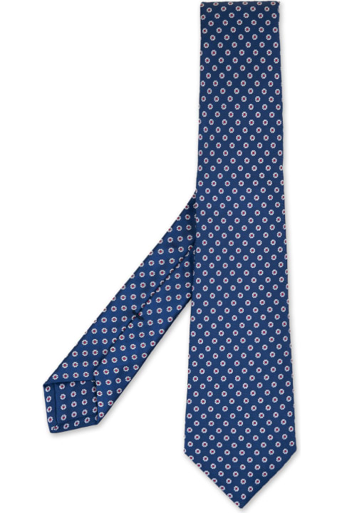 Ties for Men Kiton Night Blue Tie With Daisies