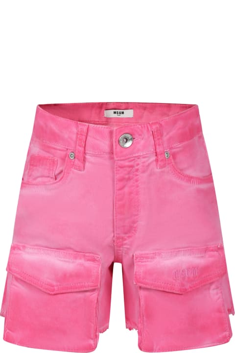 MSGM for Kids MSGM Fuchsia Denim Shorts For Girl