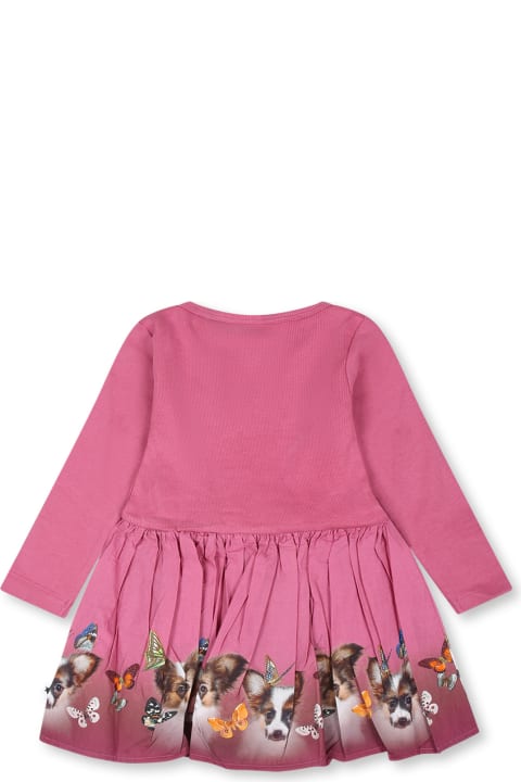 Fashion for Baby Girls Molo Pink Dress For Baby Girl With Dog Print