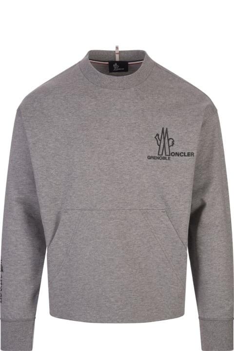 Moncler Grenoble Fleeces & Tracksuits for Men Moncler Grenoble Melange Grey Sweatshirt With Logo