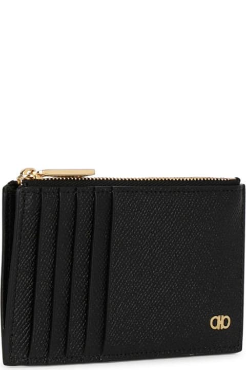 Ferragamo Men Ferragamo 'micro' Black Leather Wallet