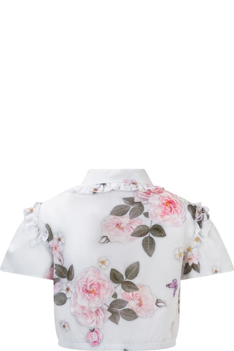 ガールズ Monnalisaのシャツ Monnalisa Flower Shirt