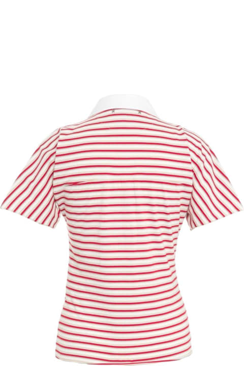 Golden Goose for Women Golden Goose Logo Embroidered Striped Polo Top
