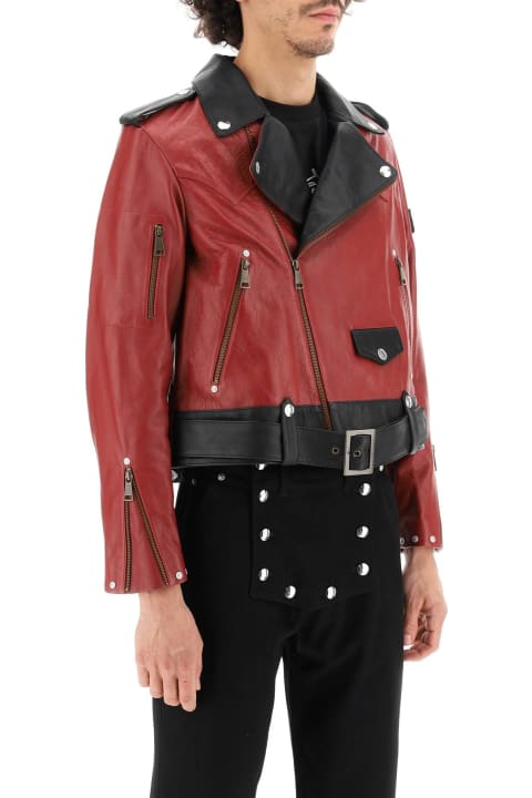 Two-tone Leather Biker Jacket