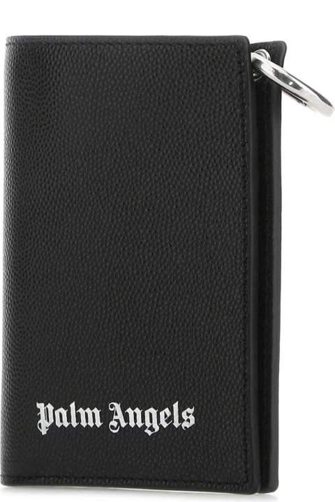 Wallets for Men Palm Angels Black Leather Wallet