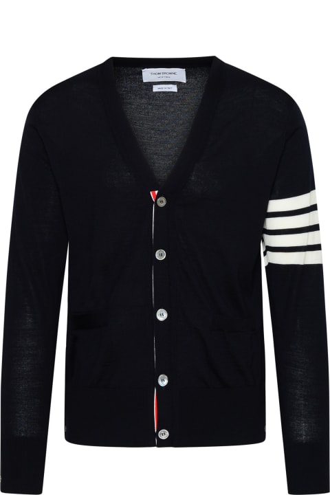 Thom Browne لـ Men Thom Browne Cardigan In Navy Virgin Wool