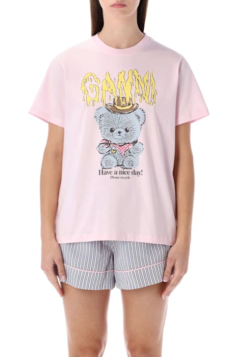 Homeware Ganni Ganni Pink Cowboy Bear Graphic T-shirt