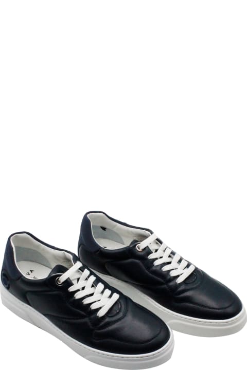 Leather Sneaker With Technical Fabric Insert With Laces And Super Light Phantom Bottom