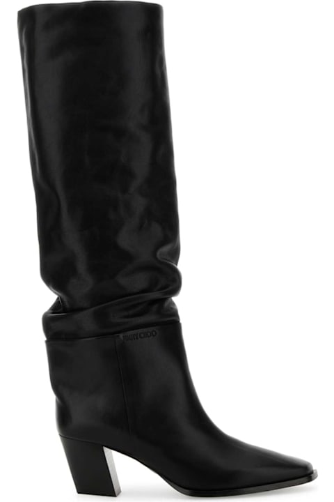 Jimmy Choo Black Leather Hart 60 Boots