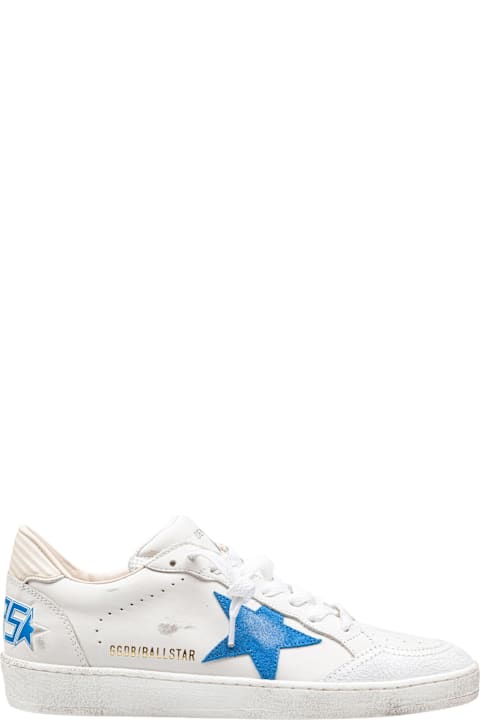 Homeware Golden Goose Golden Goose Ballstar Sneakers In White Leather With Bluette Star