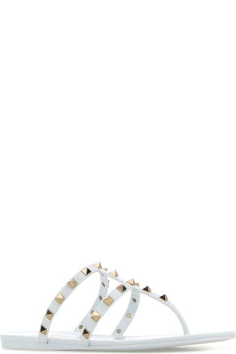 أحذية لـ السيدات Valentino Garavani White Pvc Rockstud Thong Slippers