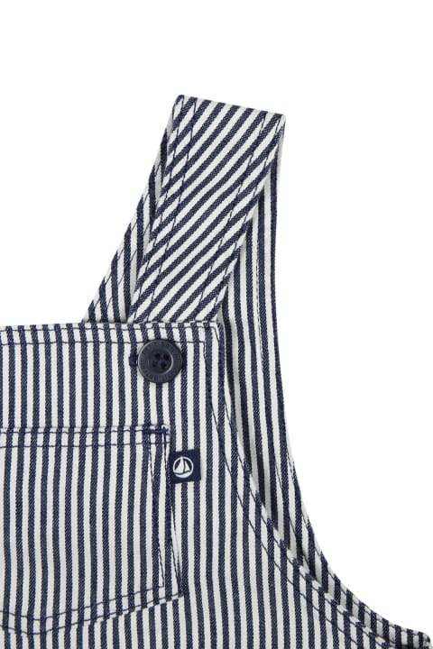 Petit Bateau Coats & Jackets for Baby Girls Petit Bateau Blue Dungarees For Baby Boy With Stripes