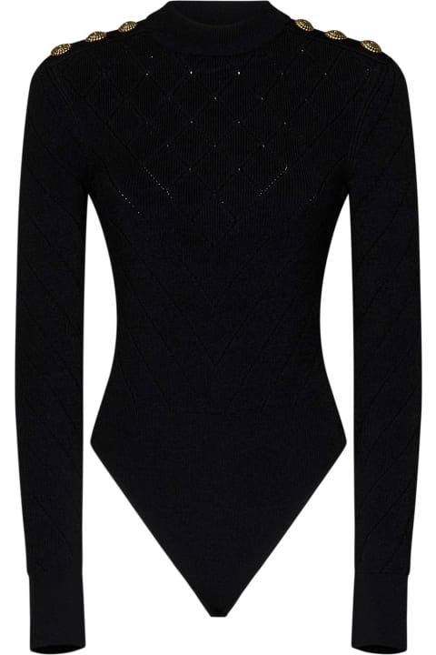 Underwear & Nightwear for Women Balmain Knitted Bodysuit With Embossed Buttons