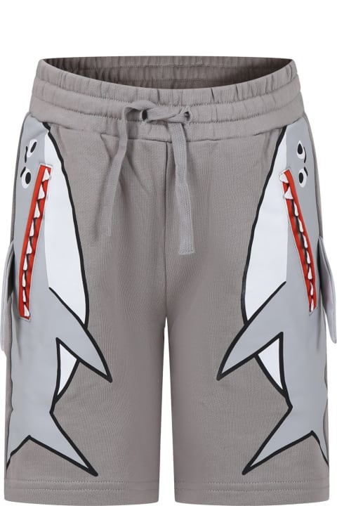 Stella McCartney Kids Stella McCartney Kids Gray Shorts For Boy With Sharks