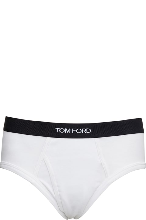 White Briefs With Logo In Cotton Man