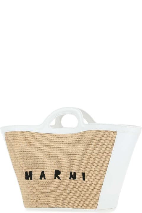Marni Bags for Women Marni Two-tone Leather And Raffia Small Tropicalia Summer Handbag