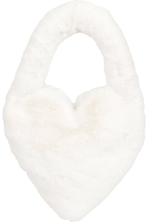 Blumarine Shoulder Bags for Women Blumarine Heart Shape Fur Coated Shoulder Bag
