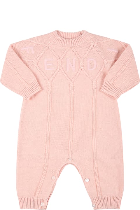 Fashion for Kids Fendi Pink Babygrow For Baby Girl With Logo