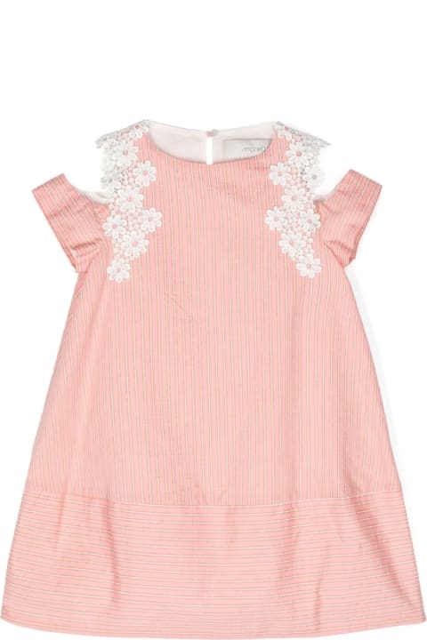 Simonetta for Kids Simonetta Pink Lamé Striped Dress With Lace