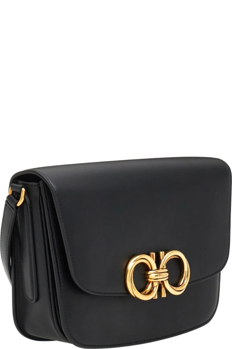 Fashion for Women Ferragamo Black Calf Leather Shoulder Bag