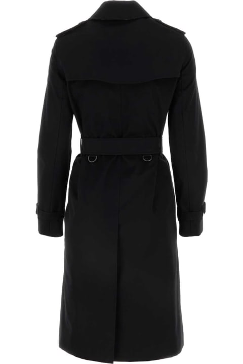 ウィメンズ新着アイテム Burberry Black Gabardine Heritage Kensington Trench Coat