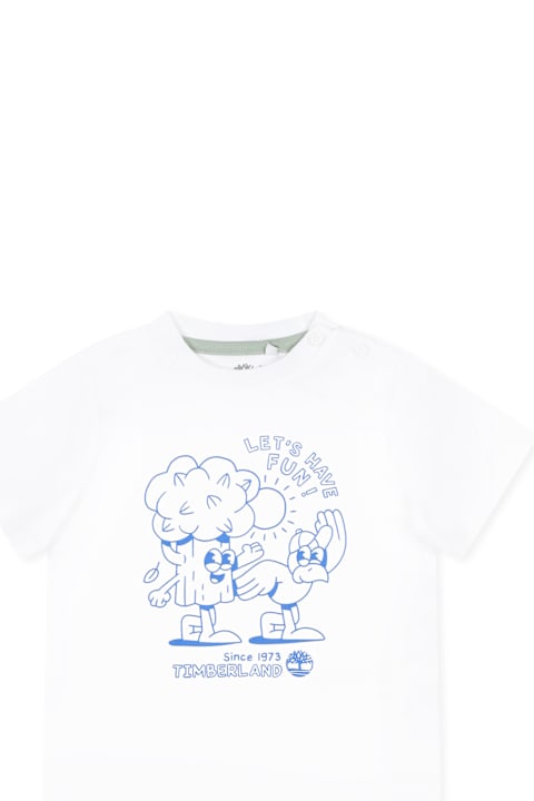 Timberland T-Shirts & Polo Shirts for Baby Boys Timberland White T-shirt For Baby Boy With Tree And Writing