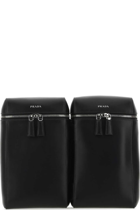 メンズ Pradaのバックパック Prada Black Leather Backpack